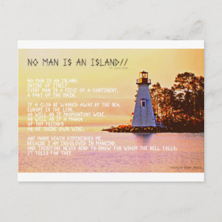 No Man is an Island, by John Dunne. Postcard