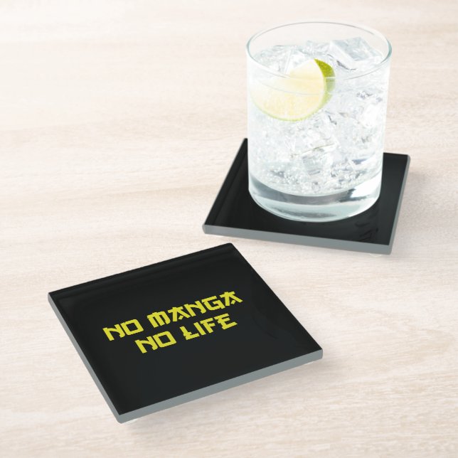 NO MANGA NO LIFE GLASS COASTER (Angled)