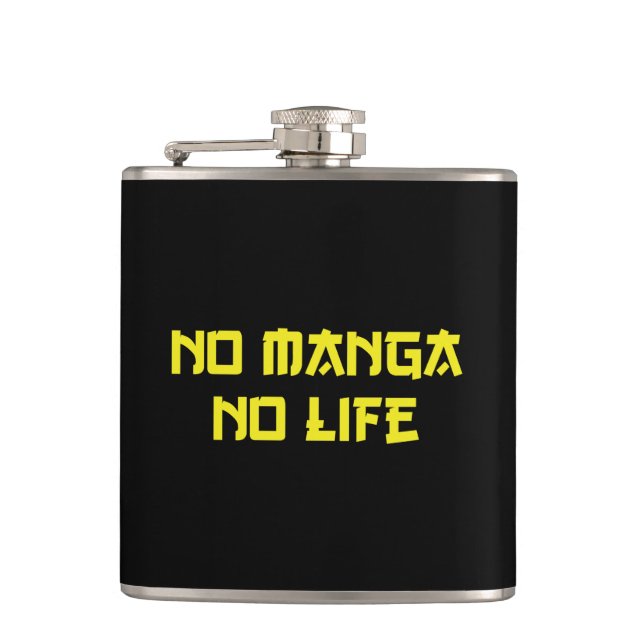 NO MANGA NO LIFE HIP FLASK (Front)
