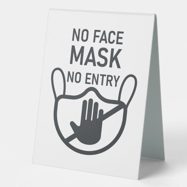 No Mask No Entry Table Tent Sign (Front)
