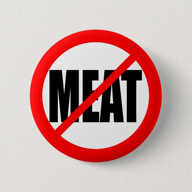 "NO MEAT" 6 CM ROUND BADGE (Front)