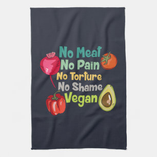 No Meat No Pain Vegan Saying Tea Towel