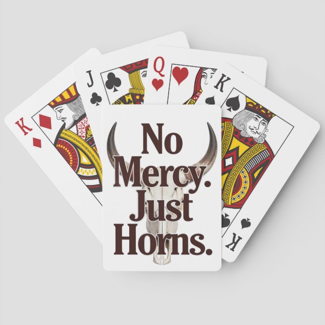 No Mercy Just Horns Longhorn Skull Brutal Bull  Playing Cards (Back)