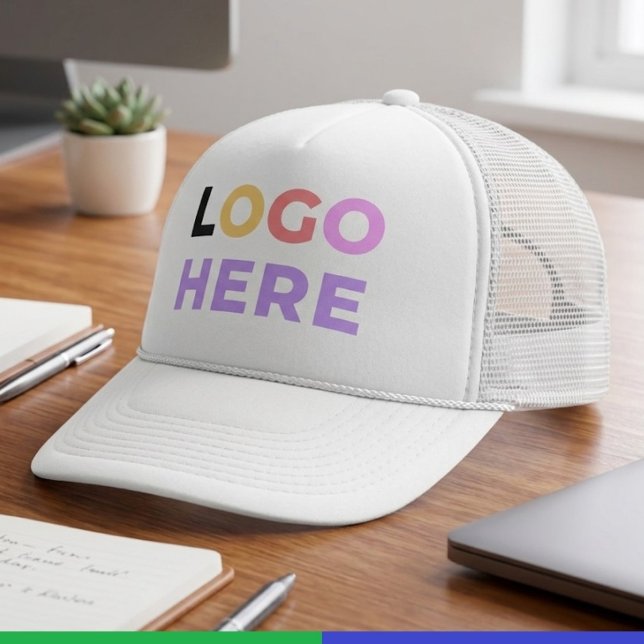 No Minimums - Custom Company Business Logo Trucker Hat (Custom business logo trucker hats, No minimum order branded hats)