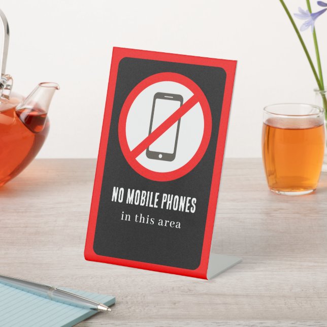 No Mobile Phones Pedestal Sign (In SItu)