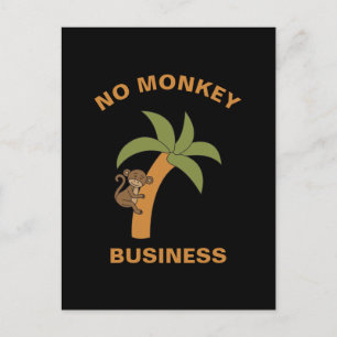 No Monkey Business Funny Zoo Jungle Animal Pun Postcard
