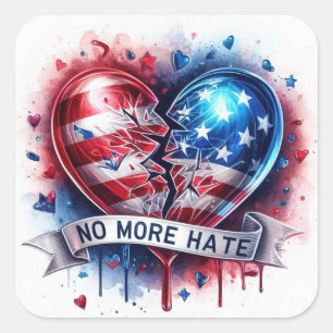No More Hate Patriotic Borken Heart Envelope Seal
