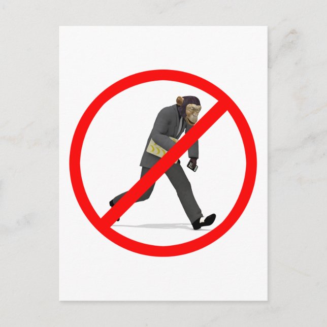 No More Monkey Business Postcard (Front)