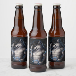 No More Mr Nice Guy Funny Alpha Wolf Meme Brainrot Beer Bottle Label