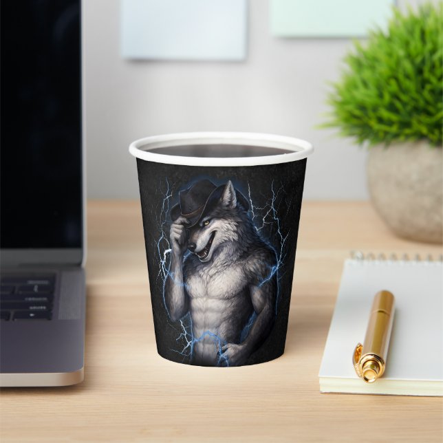 No More Mr Nice Guy Funny Alpha Wolf Meme Brainrot Paper Cups (Insitu)