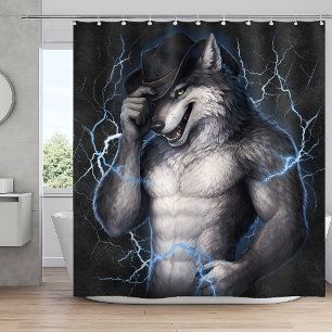 No More Mr Nice Guy Funny Alpha Wolf Meme Brainrot Shower Curtain