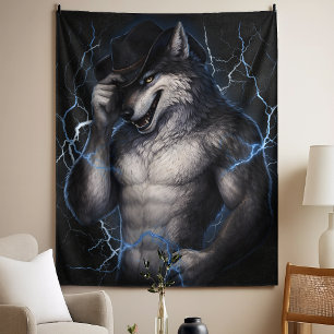No More Mr Nice Guy Funny Alpha Wolf Meme Brainrot Tapestry