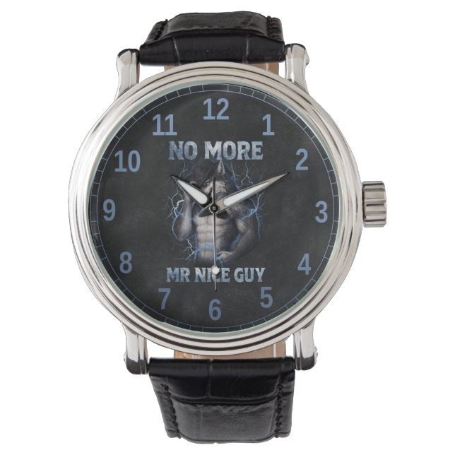 No More Mr Nice Guy Funny Alpha Wolf Meme Brainrot Watch (Front)