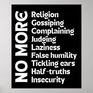 No More Negativity Bold Inspirational Quote Art Poster