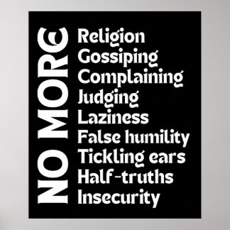 No More Negativity | Bold Inspirational Quote Art Poster