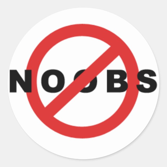 no more noobs classic round sticker (Front)