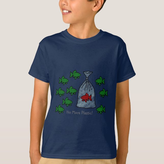 No more plastic fish Kids T-Shirt (Front)