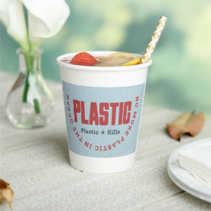 No more plastic in the ocean Ocean pollution Paper Cups