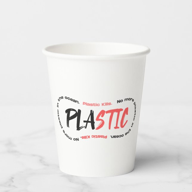 No more plastic in the ocean | Ocean pollution Paper Cups (Back)