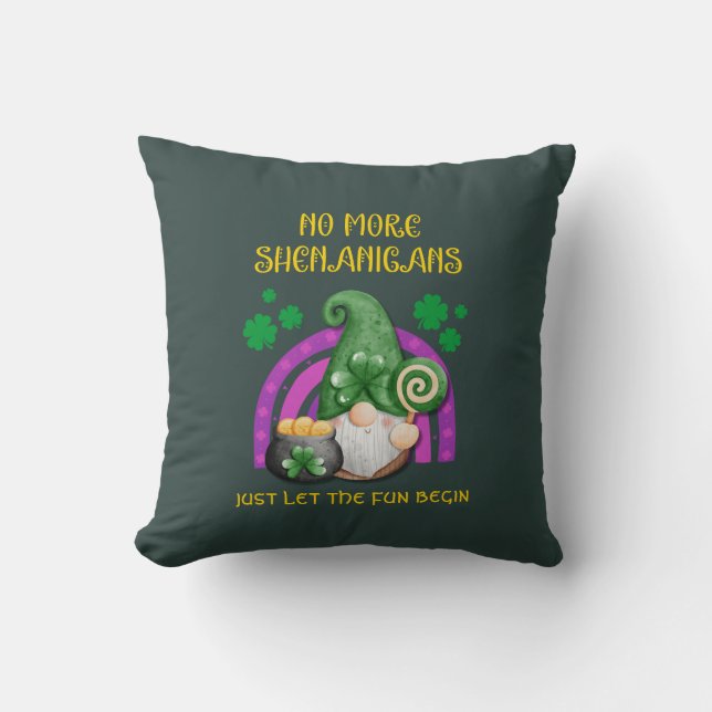 NO MORE SHENANIGANS St Patrick's Day Cushion (Front)