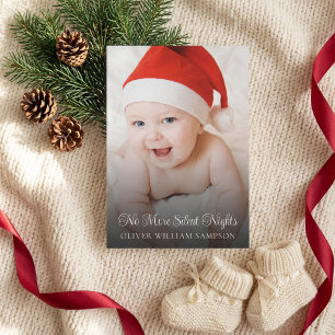 No More Silent Nights New Baby Photo Holiday Card