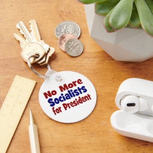 No More Socialists for President red blue text Key Ring