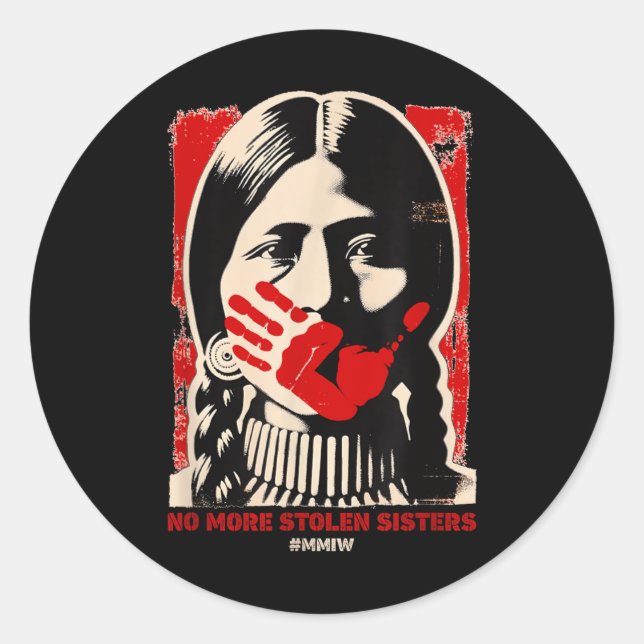 No-more Stolen Sister Red Hand Mmiw Awareness Amer Classic Round Sticker (Front)