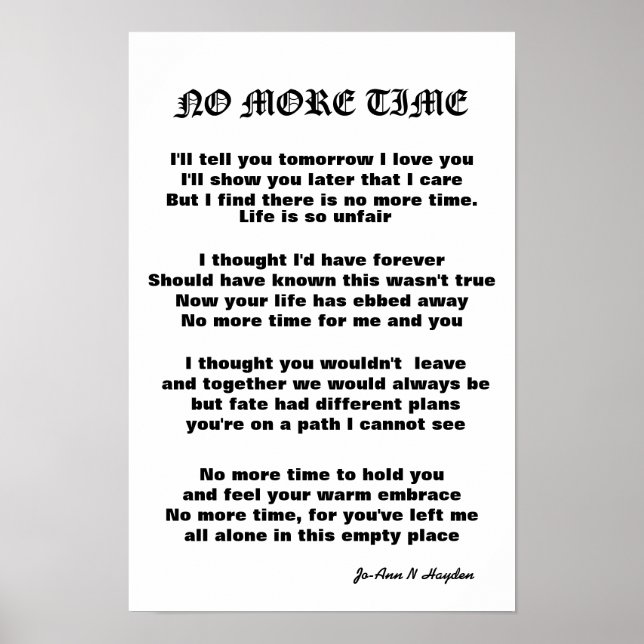 NO MORE TIME POEM  POSTER (Front)