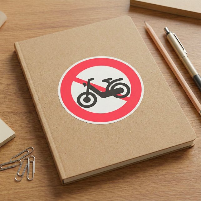 No Motorbikes Road Sign Square Sticker (Creator Uploaded)