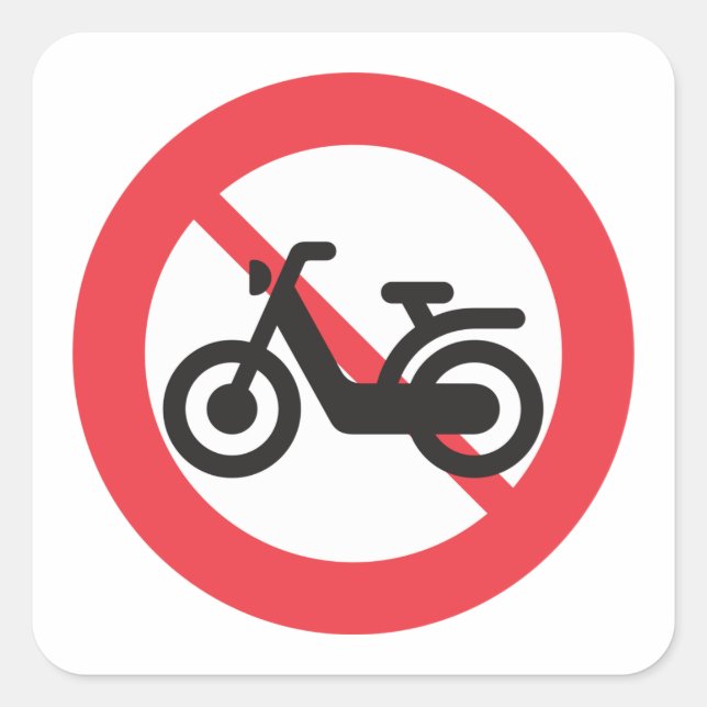 No Motorbikes Road Sign Square Sticker (Front)