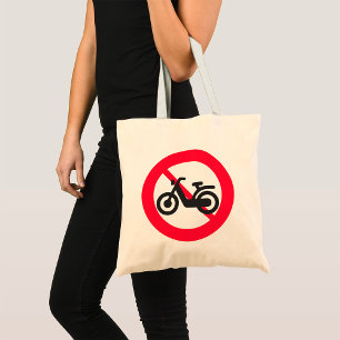 No Motorbikes Road Sign Tote Bag