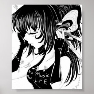No Music No Life Anime Girl Poster