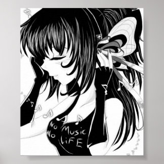 No Music No Life Anime Girl Poster