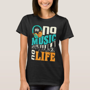No Music No Life With Headphones Heartbeat Musical T-Shirt