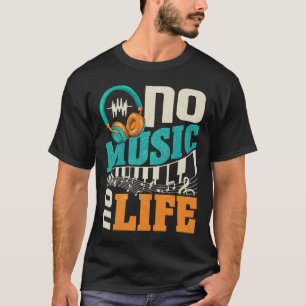No Music No Life with Headphones Heartbeat Musical T-Shirt