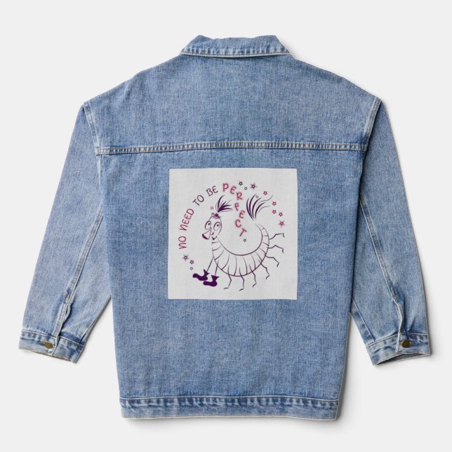No Need To Be Perfect Denim Jacket - Abstract Art  (Back)
