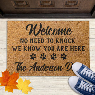 No Need To Knock Funny Personalised Pet Dog Lover  Doormat