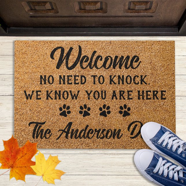 No Need To Knock Funny Personalised Pet Dog Lover  Doormat (Creator Uploaded)