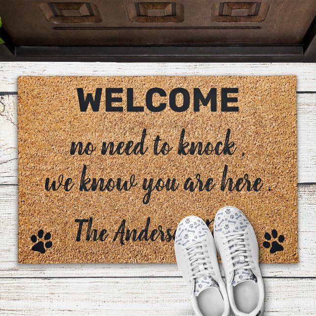 No Need to Knock Funny Pet Dog Coir Rustic Entry Doormat (Creator Uploaded)