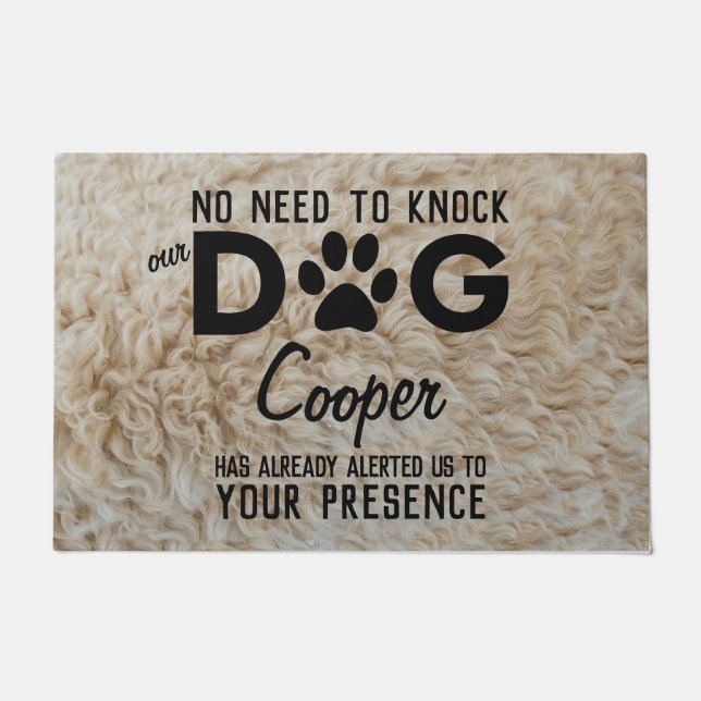No Need To Knock, Personalised Dog Name Doormat (Front)