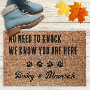No Need to Knock Personalised Pets Dog Lover Doormat