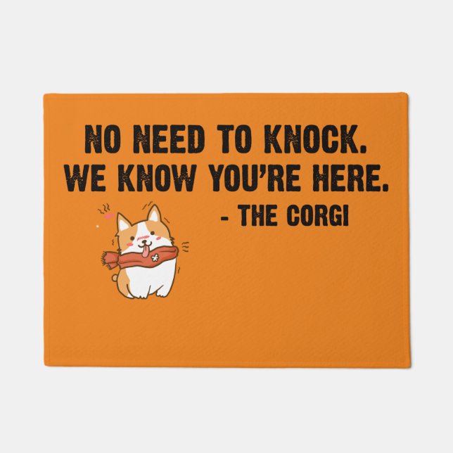 No need to knock the corgi doormat (Front)