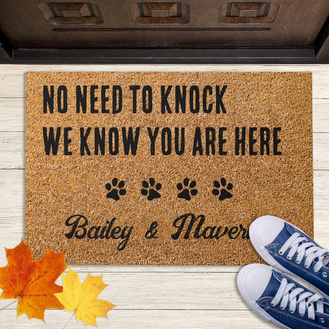 No Need to Knock - Welcome Rustic Funny Dog Doormat (Creator Uploaded)