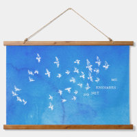 "No net ensnares me" + birds (white on blue)