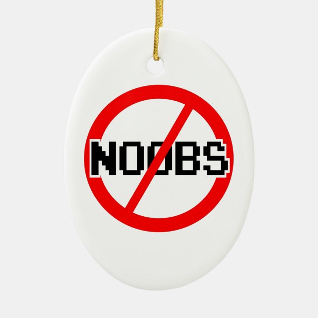 NO NOOBS - geek/hacker/pc/code monkey Ceramic Tree Decoration (Front)