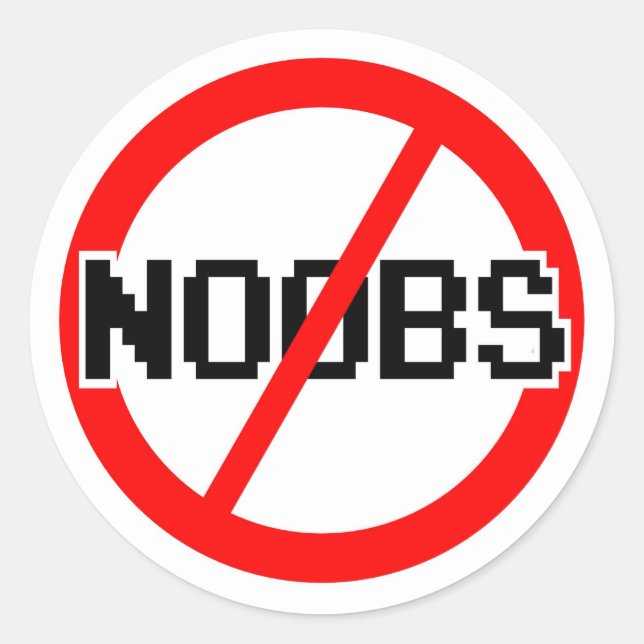 NO NOOBS - geek/hacker/pc/code monkey Classic Round Sticker (Front)