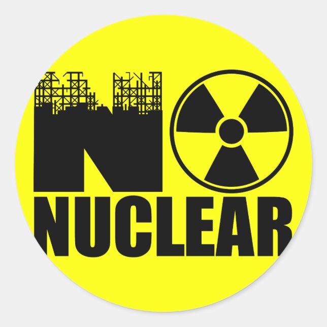NO NUCLEAR MONO CLASSIC ROUND STICKER (Front)