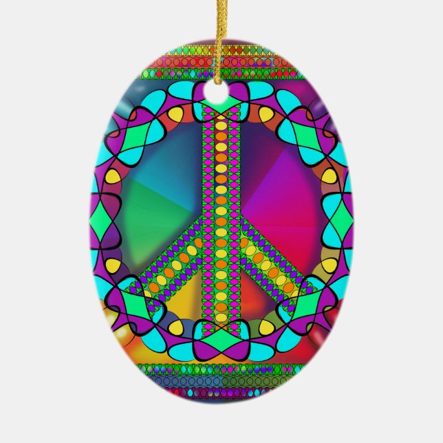 no nuke zone coloured ceramic tree decoration (Front)