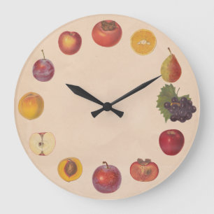 No Numbers Vintage Fruits Wall Clock
