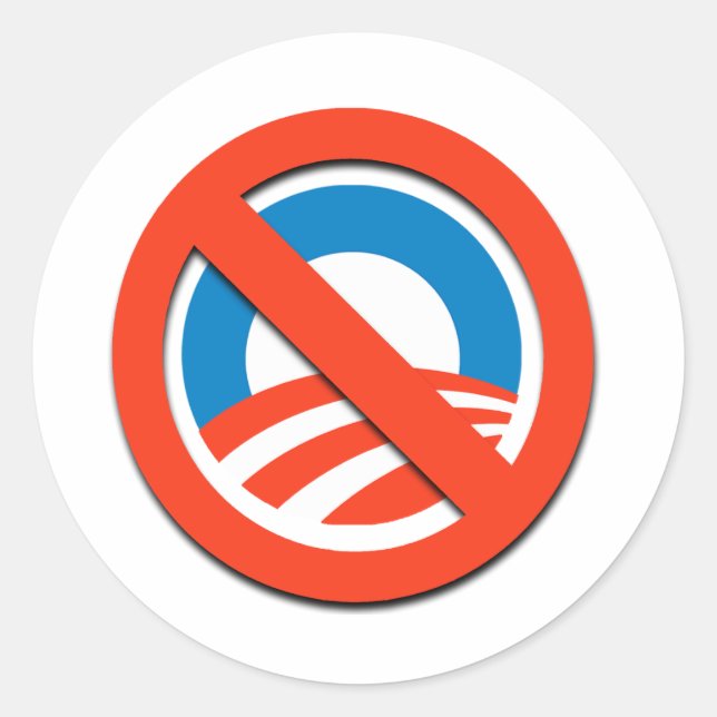 NO "O" / No Obama Classic Round Sticker (Front)